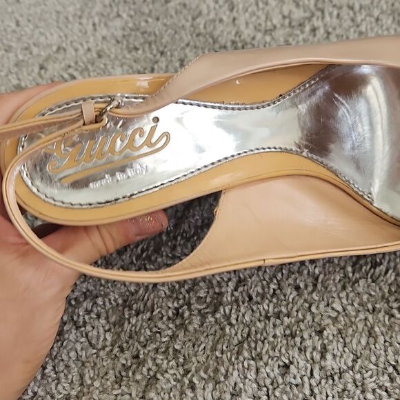 Gucci Beige Peep-Toe Wedges 40.5 - Picture 10 of 10